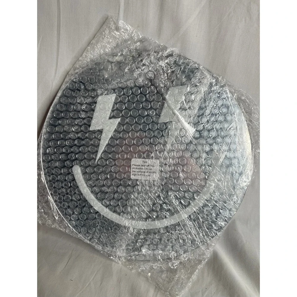 Weysat‎ Preppy Smiley Face Mirror Lightning Bolt Eyes 12 Inch Acrylic Wall Decor